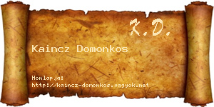 Kaincz Domonkos névjegykártya